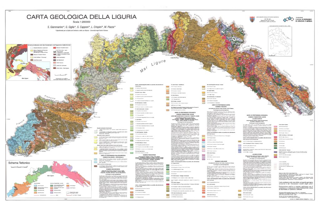 CARTA GEOLOGICA DELLA LIGURIA 1:200000 Giammarino, Giglia, Capponi, Crispini, Piazza