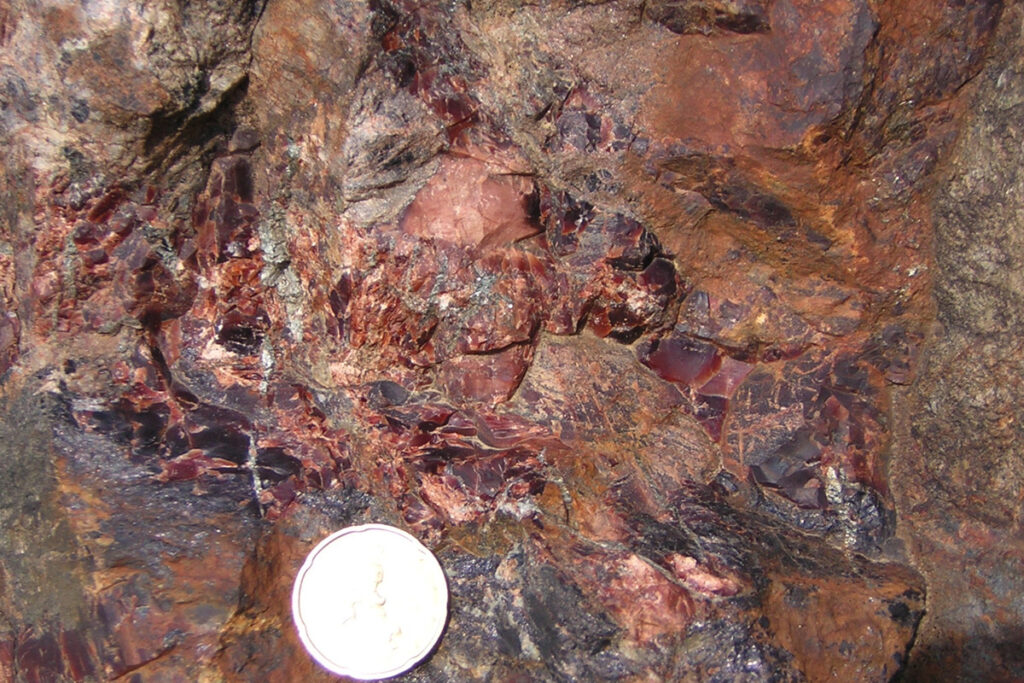 dettaglio minerali del filone di rodingite. San Pietro D'Orba (2004) Photo Cristiano Queirolo